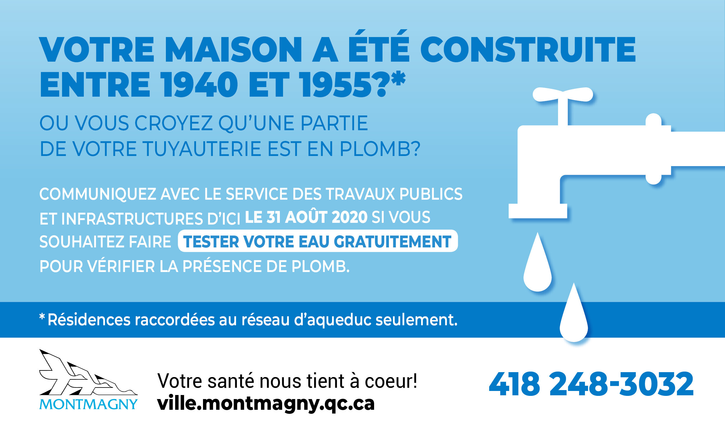 test d'eau plomb