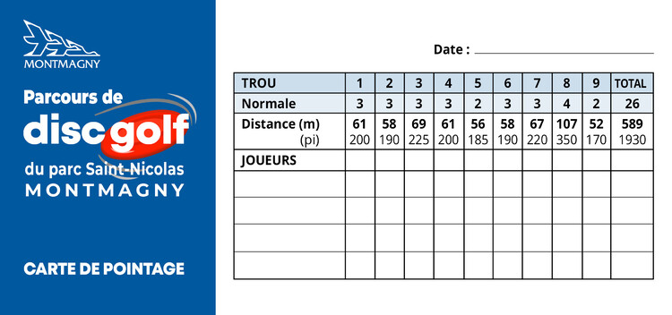 Disc golf Carte de pointage